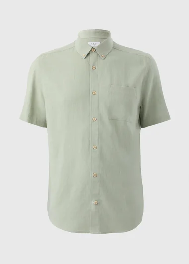 Green Linen Short Sleeve Shirt