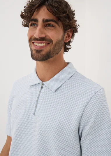 15630342-1145229474454764 Light Blue Quarter Zip Polo Shirt