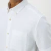 White Linen Blend Short Sleeve Shirt